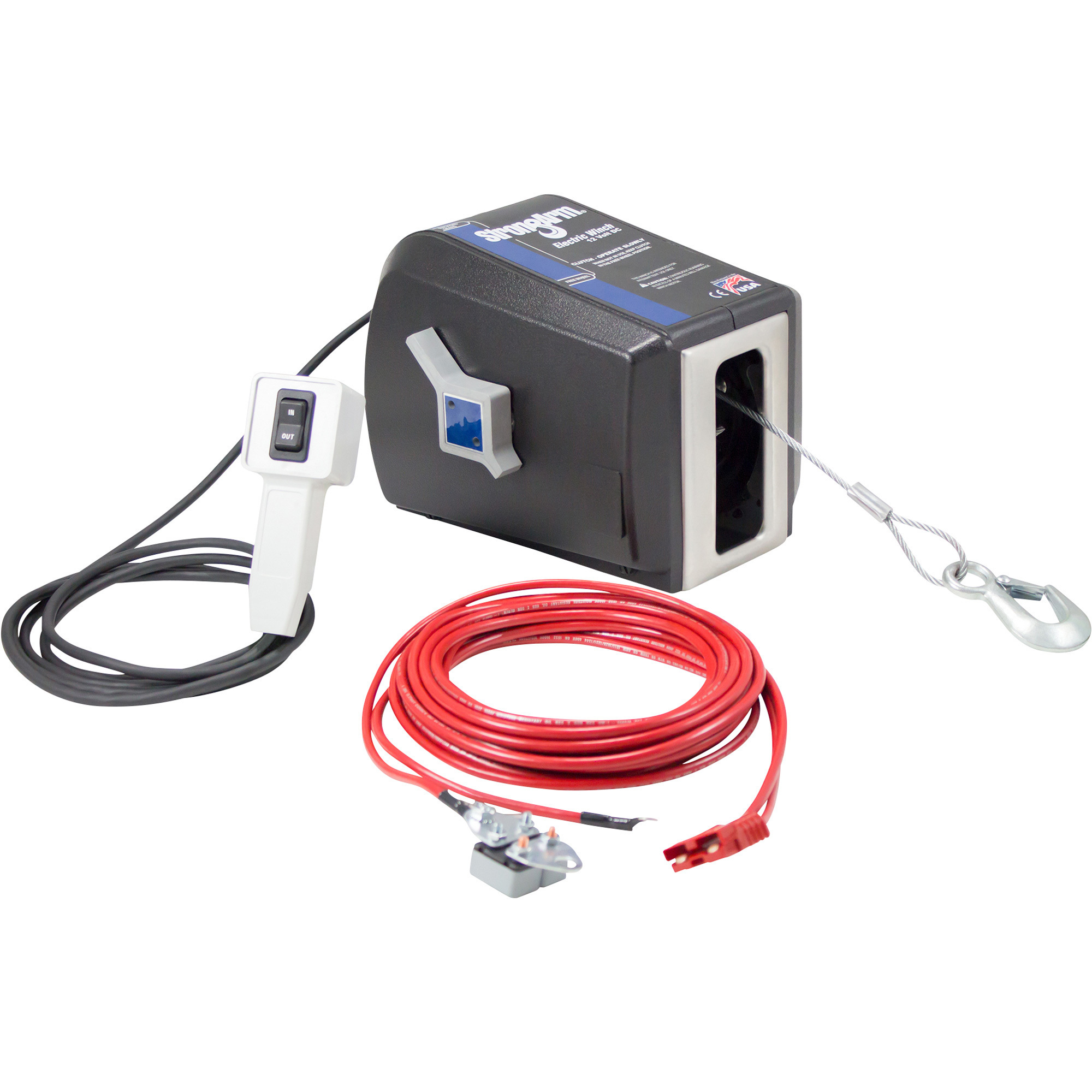 Dutton-Lainson StrongArm 12 Volt DC Powered Electric Winch with Remote, 1500-Lb. Capacity, Galvanized Aircraft Cable, Model# SA5015DC